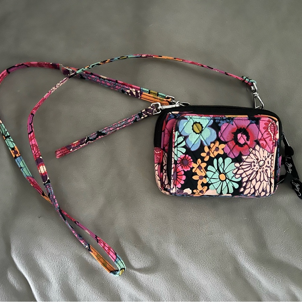 Vera Bradley Pink and Blue Clutch with Floral Design